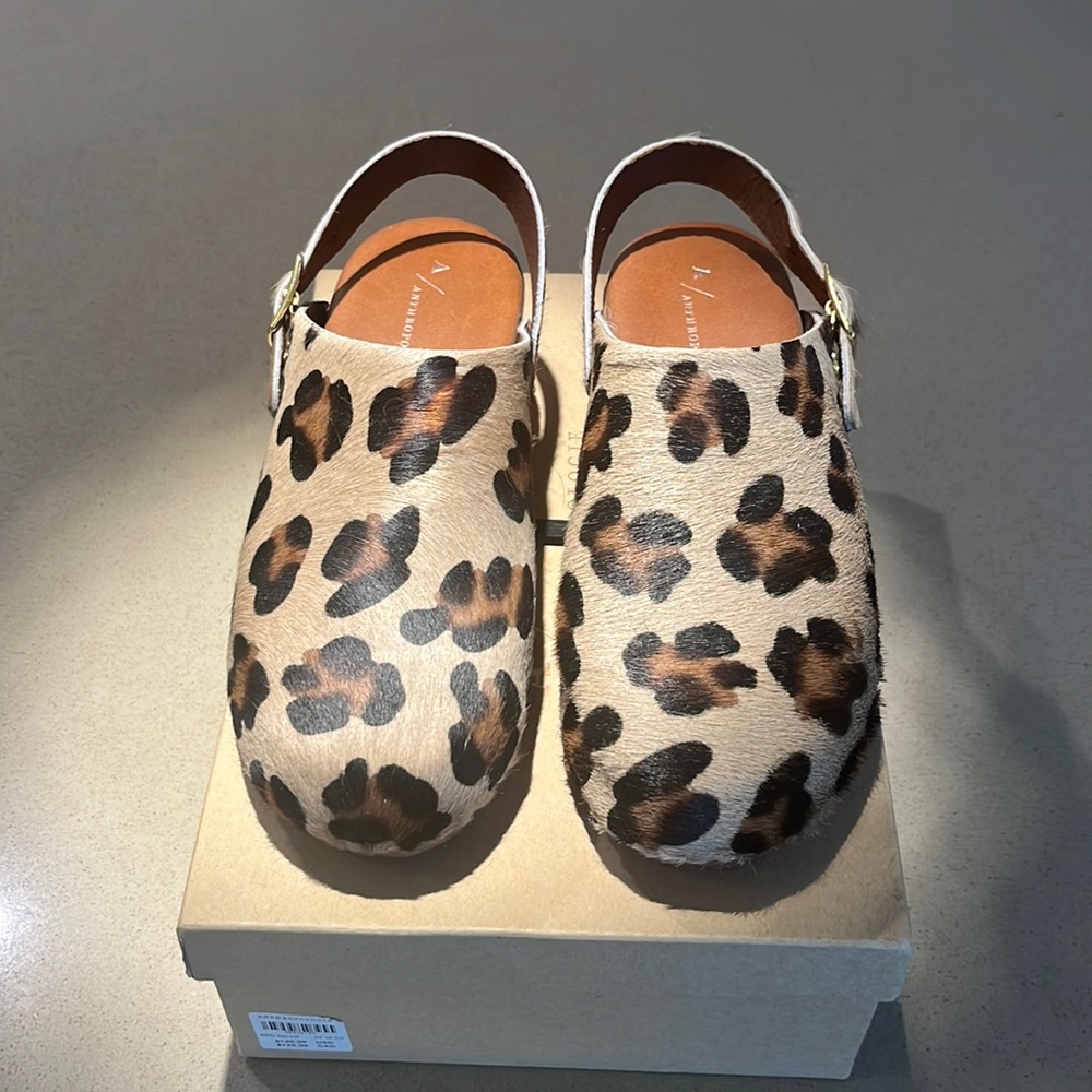 Anthropologie Leopard Print Clogs Made With Anima… - image 1
